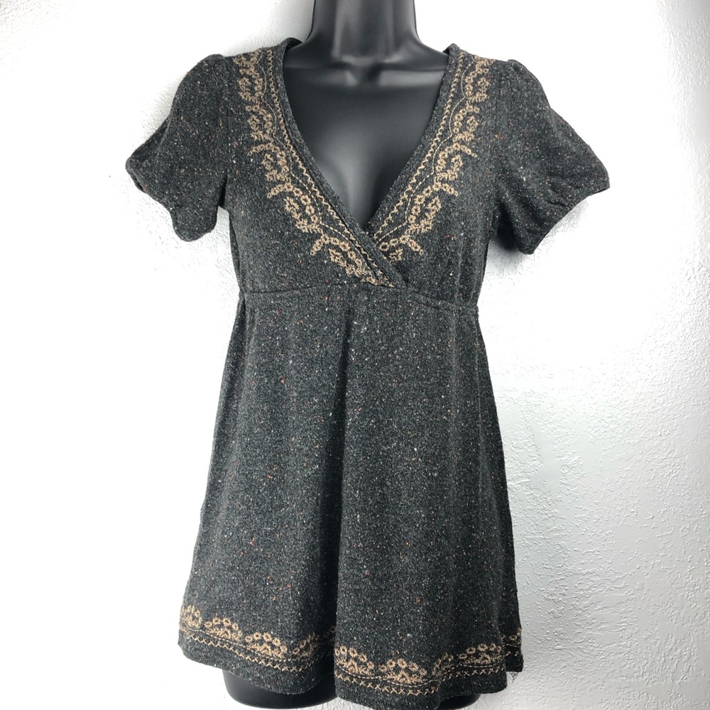 MINE knit blouse shirt v neck embroidered …